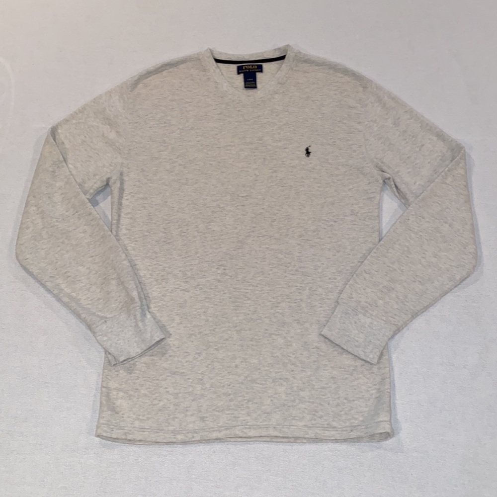 POLO by Ralph Lauren men’s cream/grey long sleeve shirt size large